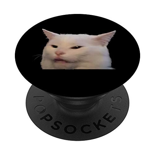 Woman yelling at Confused Cat with disgusted at Dinner Table PopSockets PopGrip- Swappable Grip for Phones  and  Tablets