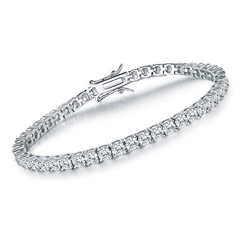 4mm Cubic Zirconia Tennis Bracelet for Women 18K White Gold Plated CZ Bracelets for Men Girls 7.5in 4mm Cubic Zirconia Tennis Bracelet for Women 18K White Gold Plated CZ Bracelets for Men Girls 7.5in