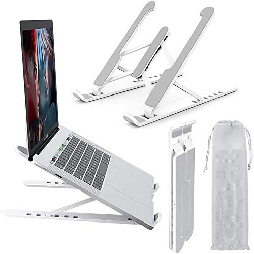 Adjustable Laptop StandFoldable Holder Computer Tablet Stands Aluminum 7-Angles Adjustable Ventilated Portable Desktop Cooling Notebook Compatible with MacBook iPad Lenovo Dell More 10-15.6Laptops