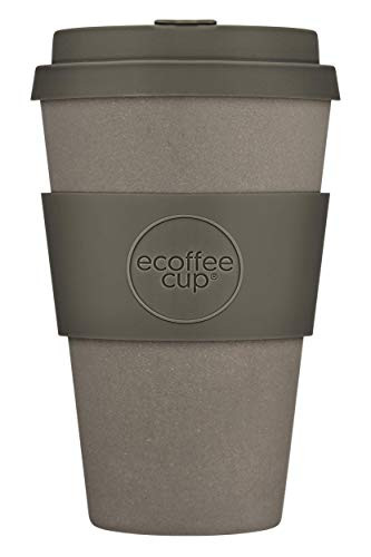 Reusable Sustainable To-Go Travel Coffee-Cup - Ecoffee Cup - Portable Natural Bamboo Fiber Cups With No Leak Silicone Lid - Dishwasher Safe -14oz Molto Grigio-