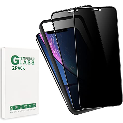 Glass Anti-peeping Screen Protector Designed for iPhone X-XS-11PRO -5.8"- -Edge to Edge Coverage- Full Protection Durable privacy Tempered Glass Compatible X-XS-11PRO-Guidance Frame Include---2 Pack-