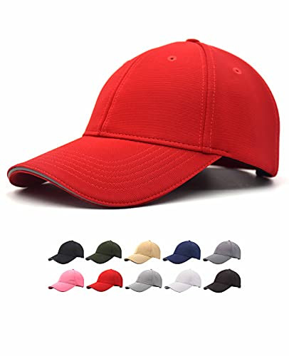 Reflective Brim Low Profile Solid Plain Adjustable Baseball Hats for Men Women Blank Ball Cap Golf Hat Red