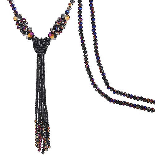 BaubleStar Long Beaded Tassel Necklace Bohemian Colorful Brown Coffee Beads Chain Statement Sweater Pendant Y Necklaces Fashion Jewelry for Women Girls BaubleStar Long Beaded Tassel Necklace Bohemian Colorful Brown Coffee Beads Chain Statement Sweater Pendant Y Necklaces Fashion Jewelry for Women Girls