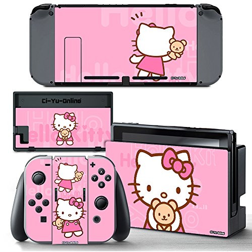 Ci-Yu-Online VINYL SKIN [NS] Hello Kitty Pink STICKER DECAL COVER for Nintendo Switch Console and Joy-Con Controllers