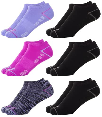 Avia Women's Pro Tech Microfiber Mesh Vent Cushioned Low Cut Socks -6 Pack- Size Shoe Size- 4-10  Purple