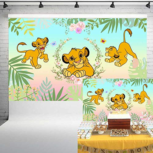 Lion King Baby Shower Decorations Backdrop Baby Simba with Tropical Leaves Photography Background Jungle Safari Banner 5x3ft Boys Birthday Party Decor Props 51 Lion King Baby Shower Decorations Backdrop Baby Simba with Tropical Leaves Photography Background Jungle Safari Banner 5x3ft Boys Birthday Party Decor Props 51