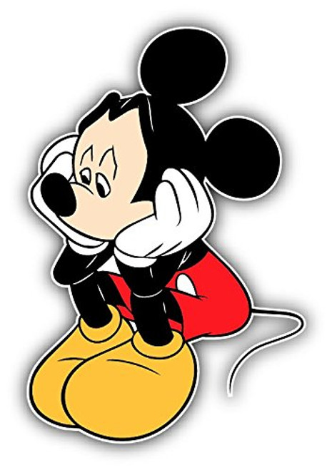 cartoon Mickey Mouse Sad Car Bumper Sticker Decal - Longer Side 14''