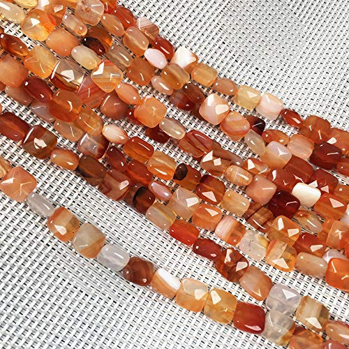 Natural Stone Beads Square Faceted Beading red Agate Gemstone Loose Beads for Jewelry Making 7.9 inches 2 Strands