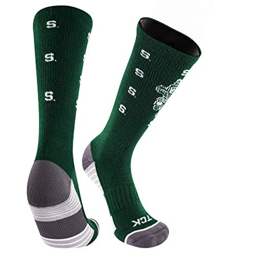 TCK Michigan State Spartans Crew Socks Team Screamer -Medium Green-White-Grey-