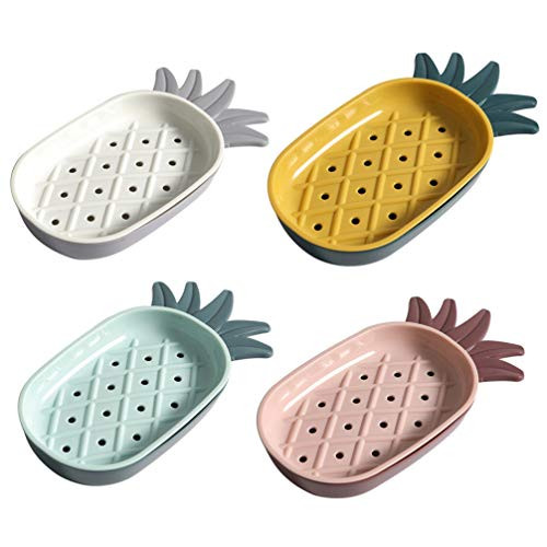 HEMOTON 4pcs Sponge Holder Sink Caddy Holder Pineapple Shape Faucet Rack Kitchen Storage Holder for Bathroom Dish Sponge Scouring Pads Rag
