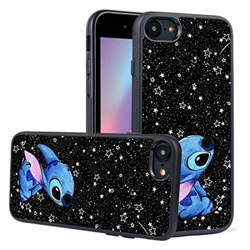 LEALIN Compatible for iPhone 7 CaseiPhone 8 CaseStar Night Stitch Antiskid Handle Black TPU Phone Case for iPhone 7iPhone 8 Cover