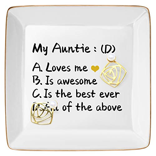 DOIOWN Ring Dish Aunt Gifts Jewelry Trays Trinket Dish Gifts for Auntie
