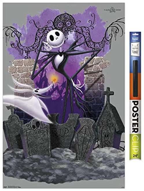 Trends International Disney Tim Burton's The Nightmare Before Christmas - Jack and Zero Wall Poster 22.375" x 34" Poster  and  Clip Bundle