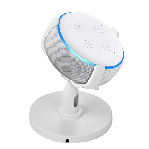 Yuehuam Table Holder for Echo Dot 3rd Generation USD 360-Degree Rotation Table Holder Space-Saving Dot Accessories Adjustable Stand Bracket Mount for Echo Dot 3rd Generation - White