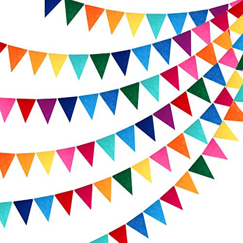 6 Sets Rainbow Pennant Banner Multicolor Felt Fabric Pennant Banners Rainbow Bunting for Birthday Party Festival Decorations
