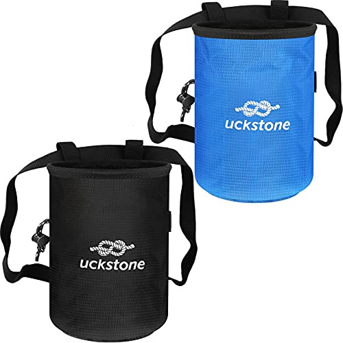 Skylety 2 Pieces Chalk Bag with Quick-Clip Belt Bouldering Bucket Chalk Bag Rock Climbing Chalk Bag with Clip and Zippered Pockets for Climbing Gymnastics Fitness Weight Lifting