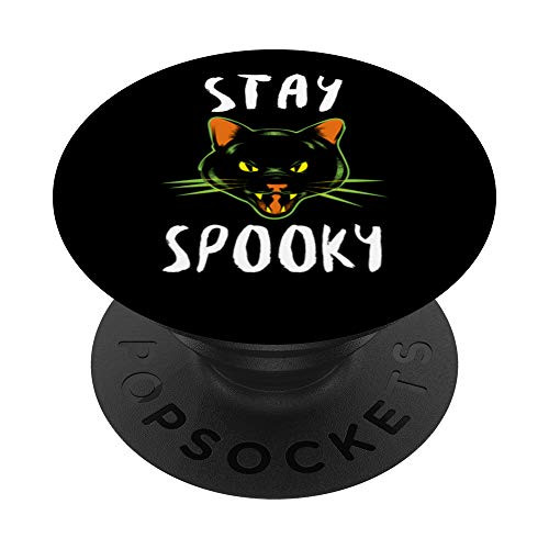 Stay Spooky - Scary Halloween Black Cat PopSockets Grip and Stand for Phones and Tablets