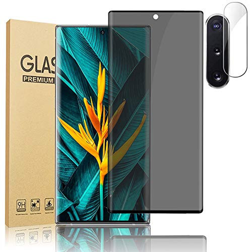 -1 plus1- Galaxy Note 10 Plus Privacy Screen Protector 9H Tempered Glass with Camera Lens Protector Anti-spy Case Friendly 3D Curved Full Coverage HD Glass Film for Samsung Galaxy Note 10 plus -6.8 Inch-