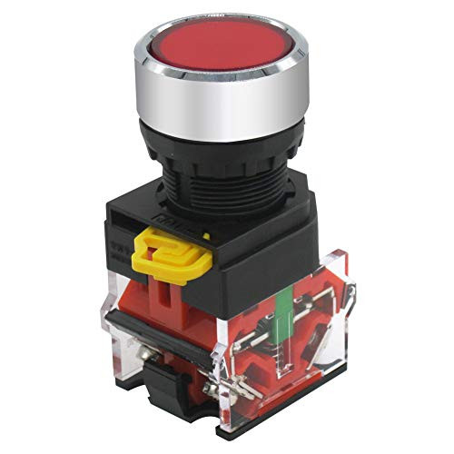 mxuteuk 22mm 1 NO 1NC Red Momentary Push Button Switch 660V 10A DPST LA36A-11BN-R
