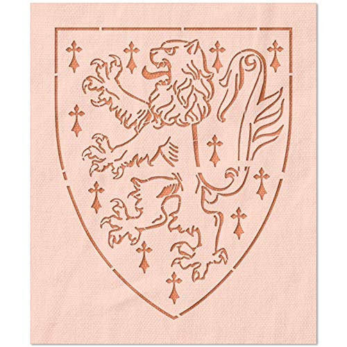 Stencil Stop Lion Rampant Shield Stencil - Reusable for DIY Projects Painting Drawing Crafts - 14 Mil Mylar Plastic -4.88 x 6 inches-