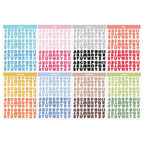16 Sheets Letter Stickers Letter Gift Alphabet Sticker 8 Colorful Self Adhesive Letter and Numbers Scrapbooking Stickers