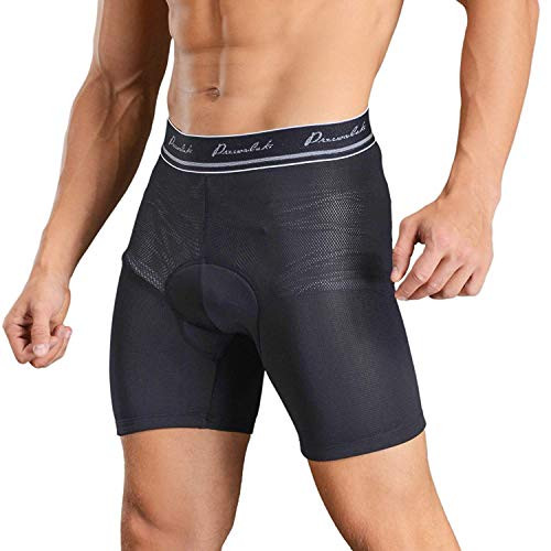Przewalski Mens Cycling Underwear Shorts 3D Padded Bike Bicycle Riding MTB Liner- Verified Fit&Comfort (Classic Black, X-Large)