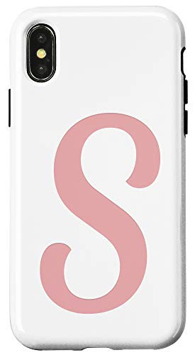 iPhone X-XS Rose Pink Monogram S Initial Capital Letter S Gifts Phone Case