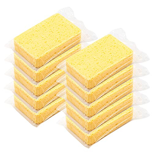 Kitchen Sponge 10 Pack Cellulose Sponges Individually Wrapped Non-Scratch Scouring Pad Heavy Duty Scrub Sponges for Dishes Bathroom Car Cleaning