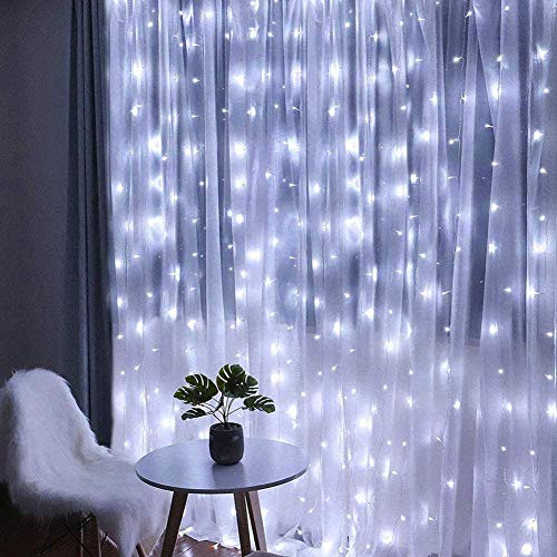 Window Curtain String Light 300 LED 8 Modes USB Powerd with Remote Window String Fairy Lights for Bedroom Party Wedding Home Garden Christmas-9.8ft X 9.8ft- -Cold White-C-2P- Window Curtain String Light 300 LED 8 Modes USB Powerd with Remote Window String Fairy Lights for Bedroom Party Wedding Home Garden Christmas-9.8ft X 9.8ft- -Cold White-C-2P-