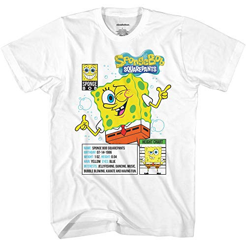 Mens Spongebob Squarepants Classic Shirt - Spongebob Patrick  and  Krusty Krab T-Shirt -White Stat Sheet XX-Large-