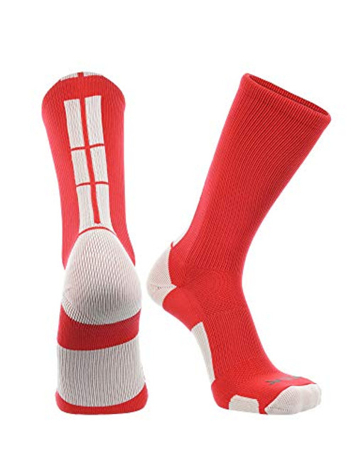 TCK Baseline 3.0 Athletic Crew Socks -Scarlet-White Small- TCK Baseline 3.0 Athletic Crew Socks -Scarlet-White Small-