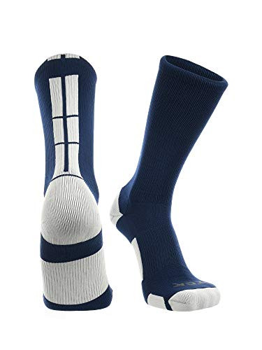 TCK Sports Elite Performance Crew Socks Navy-White Large