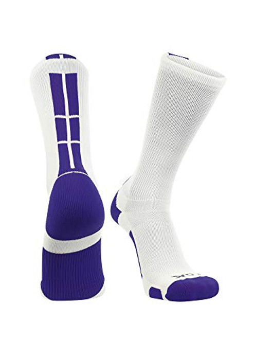 TCK Baseline 3.0 Athletic Crew Socks -White-Purple Medium- TCK Baseline 3.0 Athletic Crew Socks -White-Purple Medium-