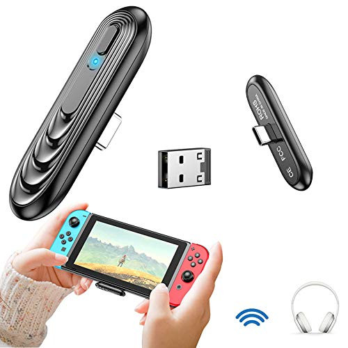 Bluetooth Adapter for Nintendo Switch-Lite Bluetooth 5.0 Wireless Audio Transmitter with USB C Connector to Bluetooth Speaker-Earbuds-Headphones Low Latency Suitable for PS4 Switch Lite TV PC