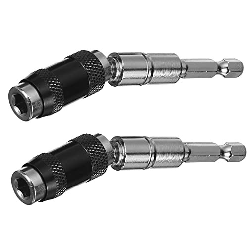 2 Pack Pivoting Bit Tip Holder Flexible Magnetic Screwdriver Bit Holder Extension Rod Quick Release Drill Bit Holder for Tight Spaces or Corners