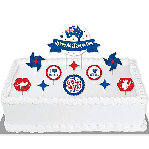 Big Dot of Happiness Australia Day - GDay Mate Aussie Party Cake Decorating Kit - Happy Australia Day Cake Topper Set - 11 Pieces