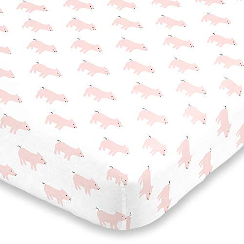 NoJo Piggy Pink and White Super Soft Mini Crib Sheet Pink White NoJo Piggy Pink and White Super Soft Mini Crib Sheet Pink White