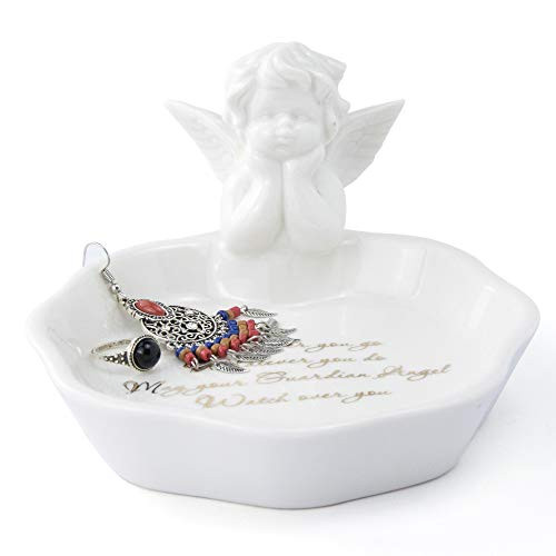 PUDDING CABIN Angel Ring Holder Organizer - Angel Gift for Women or Going Away Friends -  Wherever You go Whatever You do May Your Guardian Angel Watch Over You 