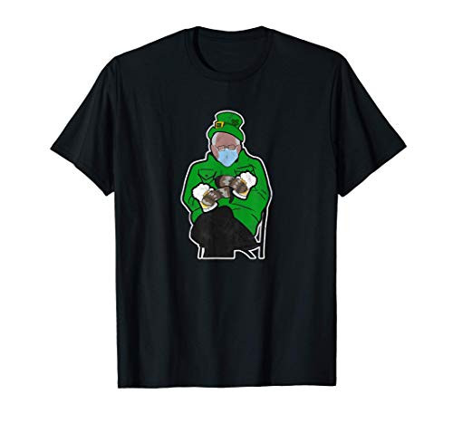 Funny Saint Patricks Day Mitten Man Sitting Down Drinking T-Shirt