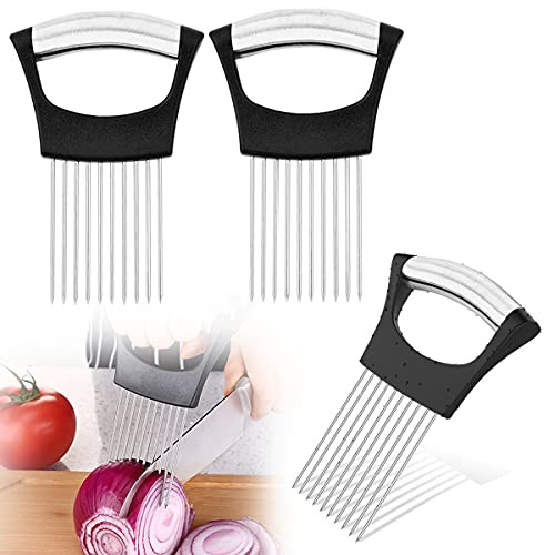 Stainless steel Onion Holder for Slicing Vegetable Potato Cutter Slicer Kitchen Gadget Onion Peeler 3 Pack Stainless steel Onion Holder for Slicing Vegetable Potato Cutter Slicer Kitchen Gadget Onion Peeler 3 Pack