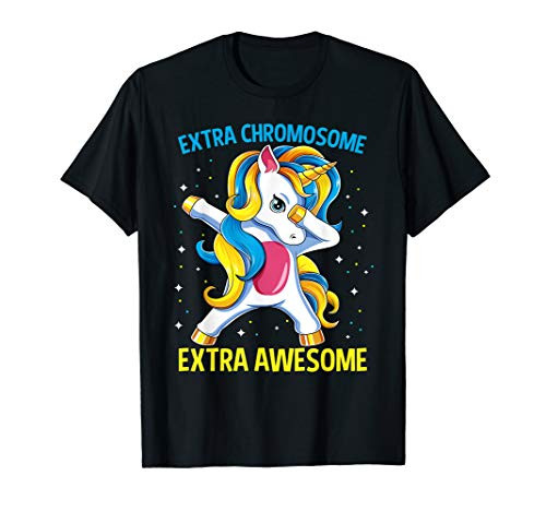 Extra Awesome Dabbing Unicorn Down Syndrome Awareness Gift T-Shirt