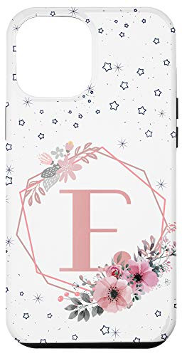 iPhone 12 Pro Max Initial Letter E phone case Flower Pink Monogram Elegant Case
