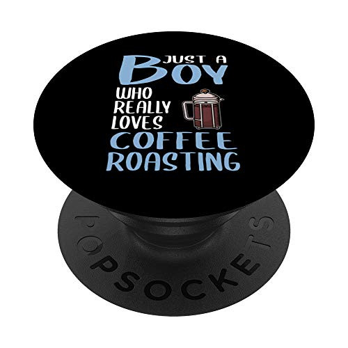 Mens Gift Just A Boy Who Really Loves French Press Coffee PopSockets PopGrip- Swappable Grip for Phones  and  Tablets