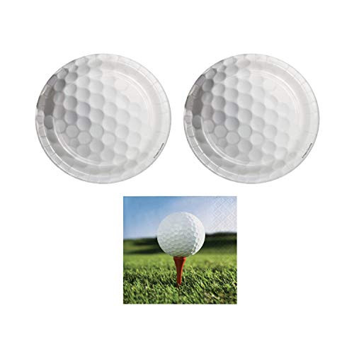 Golf Dessert Plates -16- Beverage Napkins -16- Bundle