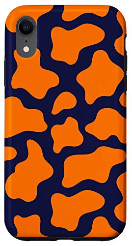 iPhone XR Orange and Navy Cow Print Pattern Girls Women Cow Lovers Case