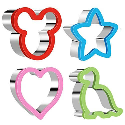 Stainless Steel Cookie Cutter-Kids Sturdy Cutters for Cookies Sandwiches Biscuit Mickey Mouse  and  Dinosaur  and  Heart  and  Star Shapes Sandwiches Cutter Cookie Cutter -Food Grade Cookie Cutter Mold for Kids