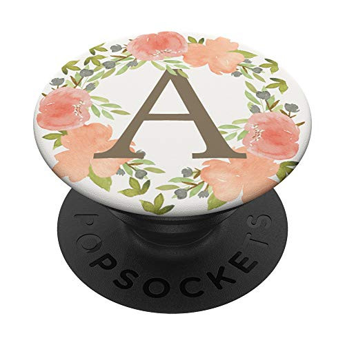 Pretty Watercolor Floral Monogram A Initial Letter PopSockets PopGrip- Swappable Grip for Phones  and  Tablets