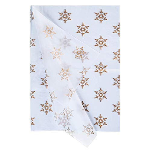 AimtoHome Gold Snowflake White Tissue Paper Gift Wrapping Paper for DIY Crafts Pack Bags 50 Sheets