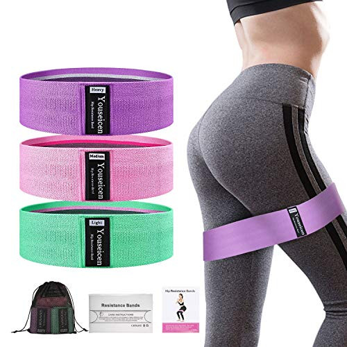 Resistance Bands for Legs and Butt 3 Fabric Exercise Bands Set Gym Booty Hip Bands Wide Anti Slip Elastic Workout Bands Sports Fitness Bands Resistance Loops Hip Thigh Glute Strength Squat Bands