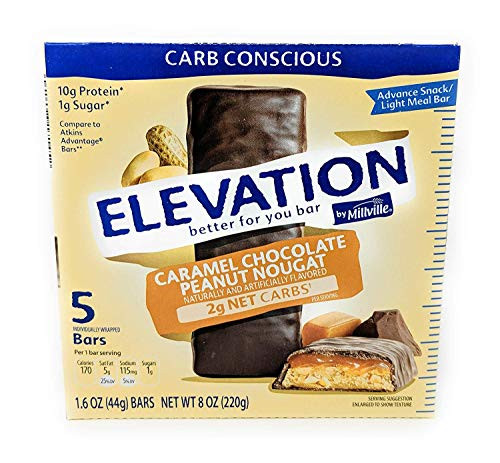 Millville Elevation Advanced Carb Conscious Caramel Chocolate Peanut Nougat Endulgent Bars - 5 ct.